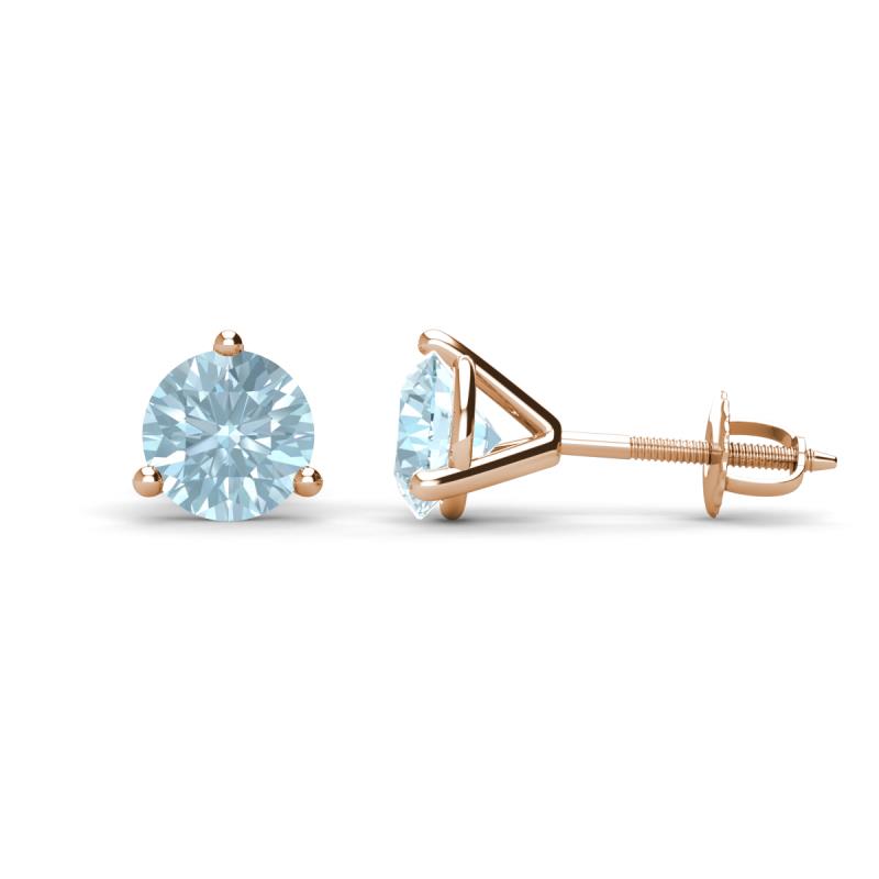 Pema 6.5mm (1.74 ctw) Aquamarine Martini Solitaire Stud Earrings 