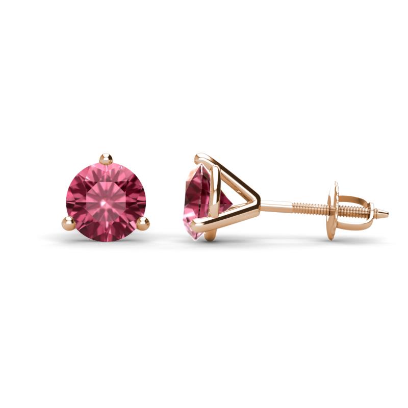 Pema 6.5mm (1.74 ctw) Pink Tourmaline Martini Solitaire Stud Earrings 