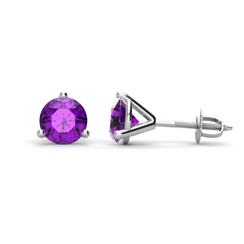 Pema ctw Amethyst Martini Solitaire Stud Earrings Amethyst Three Prong Martini Stud Earrings ctw in K White Gold