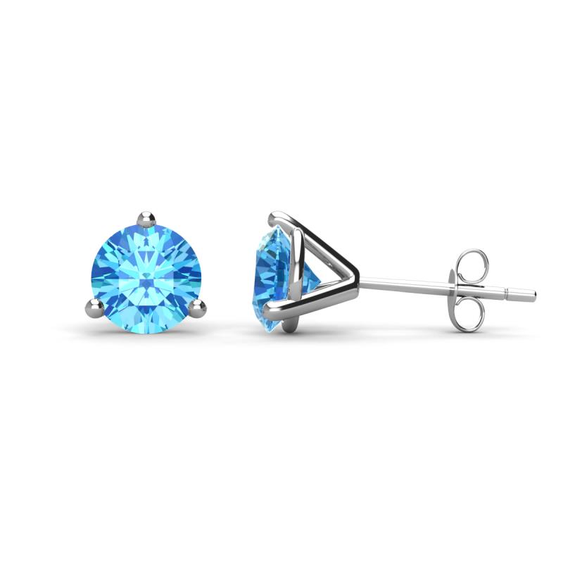 Pema 6.5mm (1.90 ctw) Blue Topaz Martini Solitaire Stud Earrings 