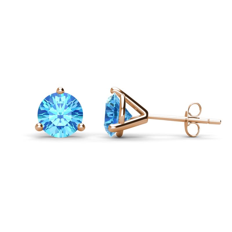 Pema 6.5mm (1.90 ctw) Blue Topaz Martini Solitaire Stud Earrings 