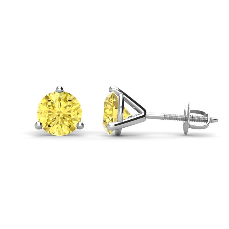Pema 6.0mm (2.40 ctw) Lab Created Yellow Sapphire Martini Solitaire Stud Earrings 