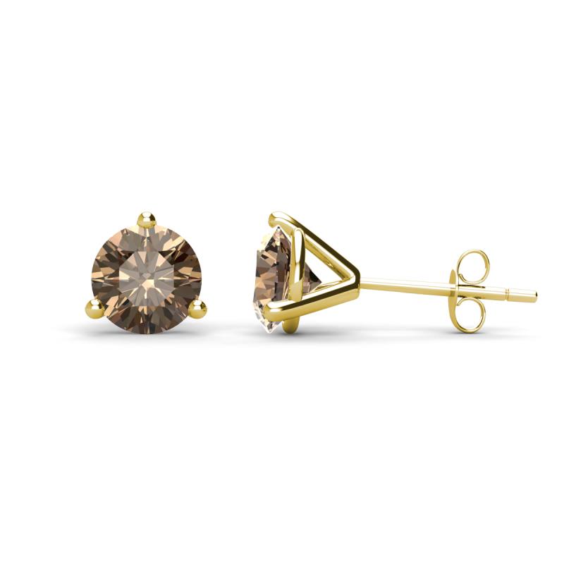 Pema 6.5mm (2.00 ctw) Smoky Quartz Martini Solitaire Stud Earrings 