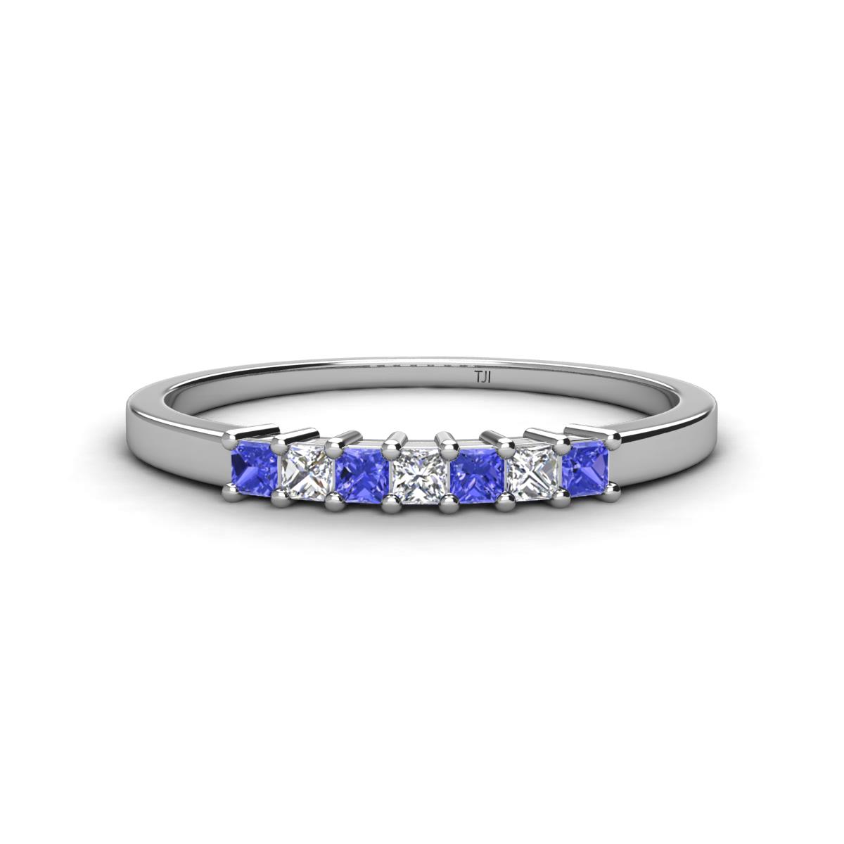 Erica 2.00 mm Princess Cut Tanzanite and Diamond 7 Stone Wedding Band 