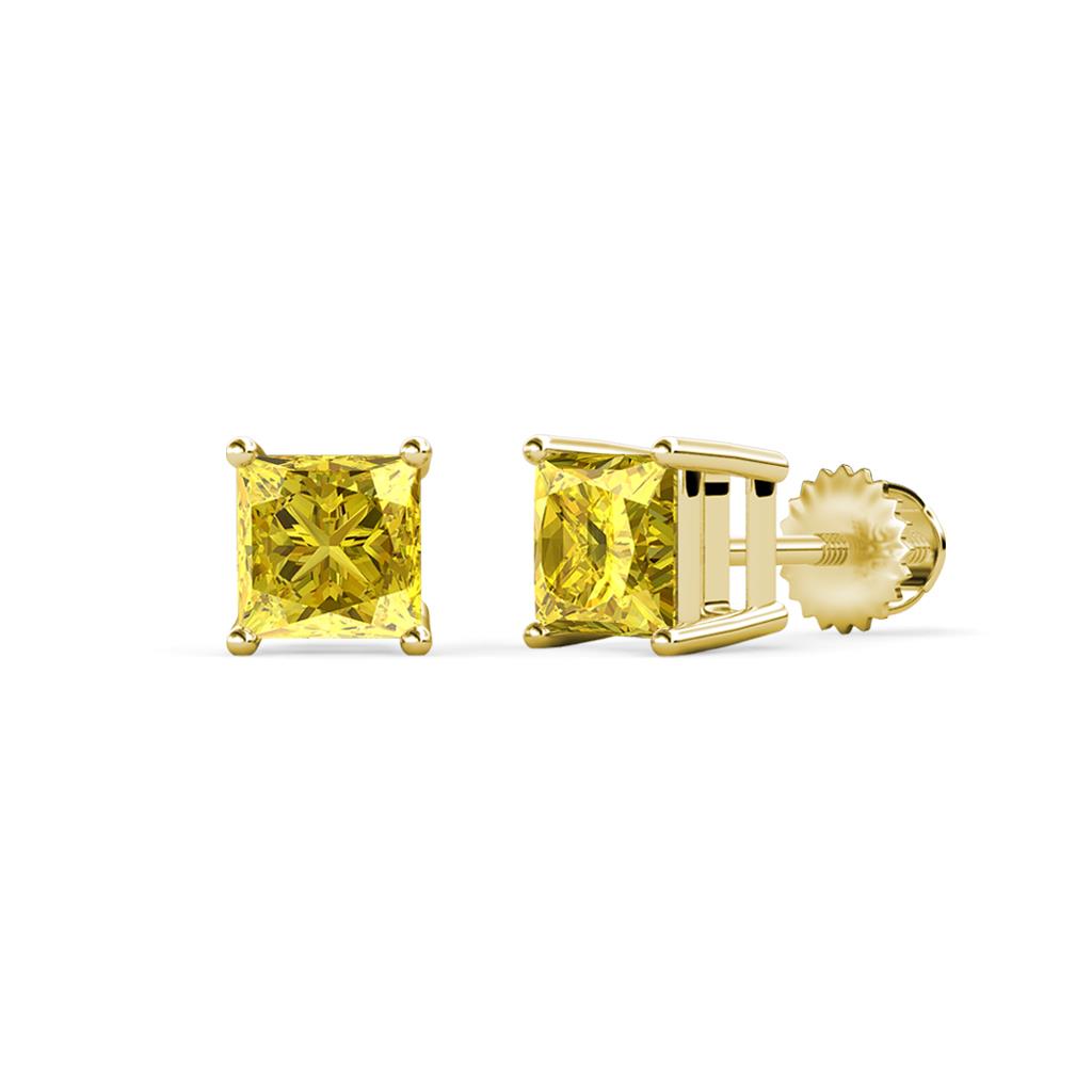 Zoey Lab Created Yellow Sapphire (5.5mm) Solitaire Stud Earrings 