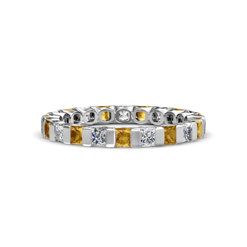 Clarissa 3.00 mm Princess Cut Citrine and Diamond Eternity Band 