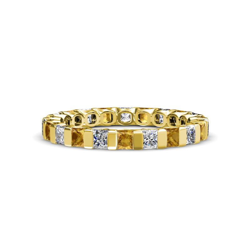 Clarissa 3.00 mm Princess Cut Citrine and Diamond Eternity Band 