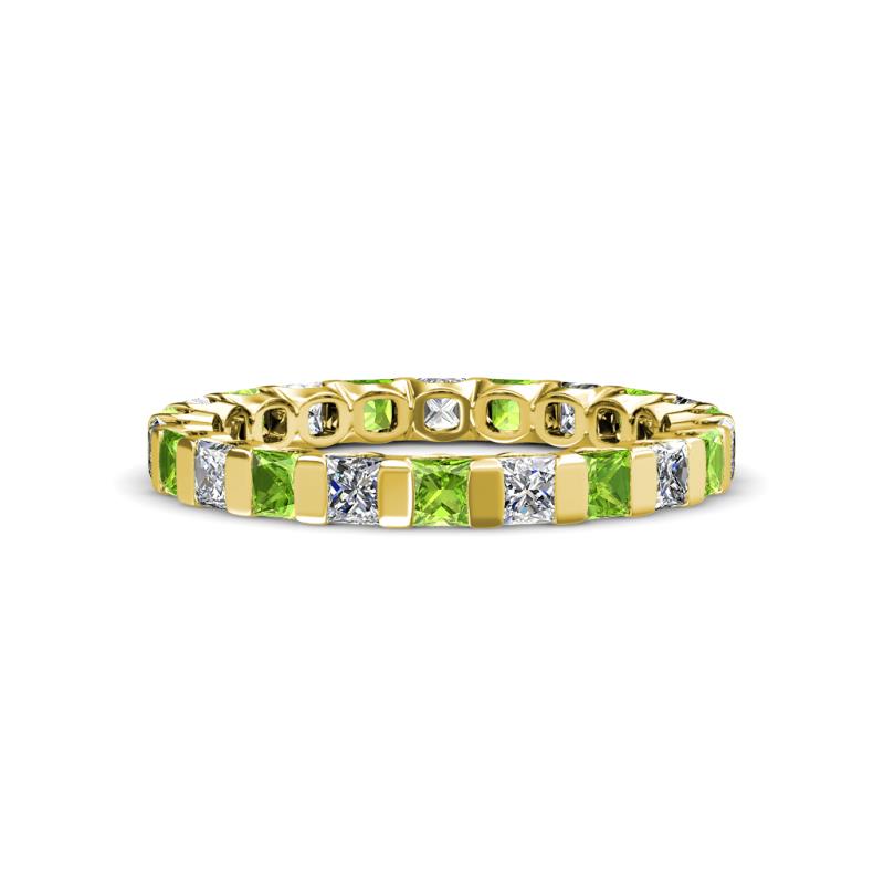 Clarissa 3.00 mm Princess Cut Peridot and Diamond Eternity Band 