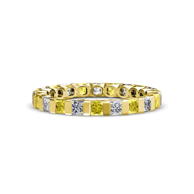 Clarissa 3.00 mm Princess Cut Yellow Sapphire and Diamond Eternity Band 