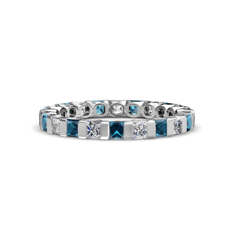 Clarissa 3.00 mm Princess Cut Blue Diamond and Diamond Eternity Band 