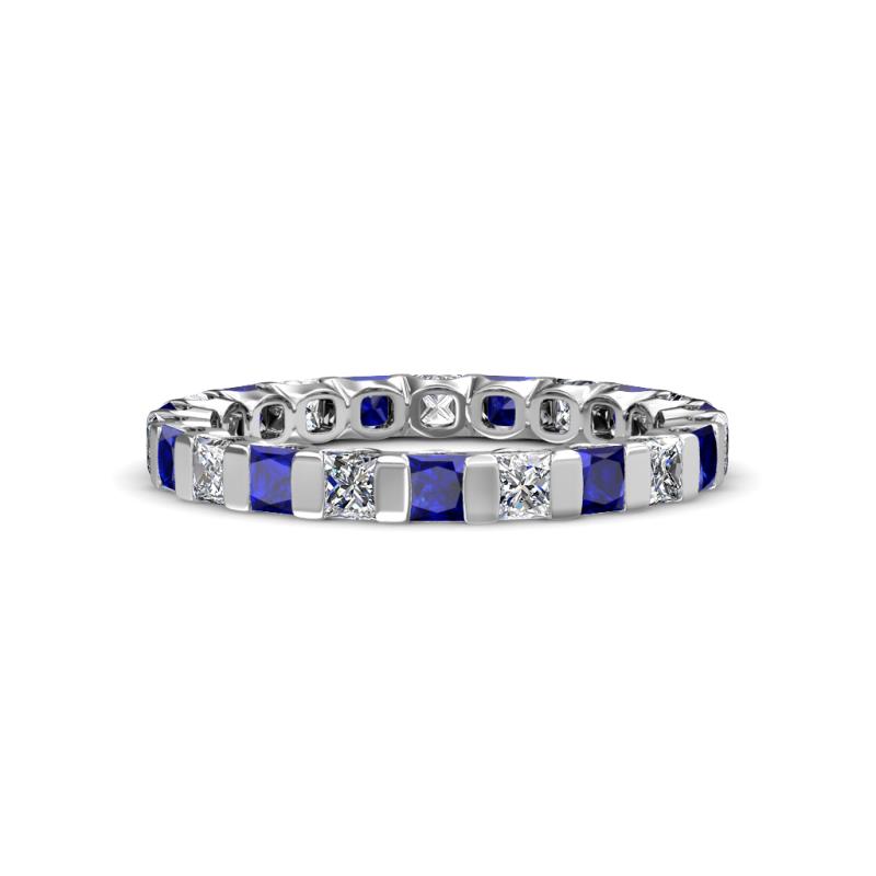 Clarissa 3.00 mm Princess Cut Blue Sapphire and Diamond Eternity Band 