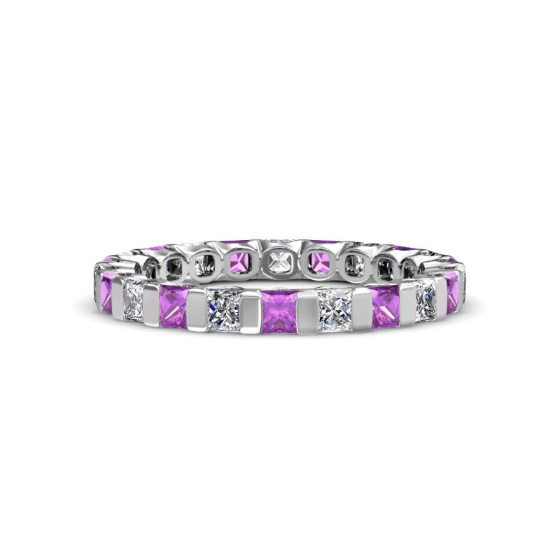 Clarissa 3.00 mm Princess Cut Amethyst and Diamond Eternity Band 