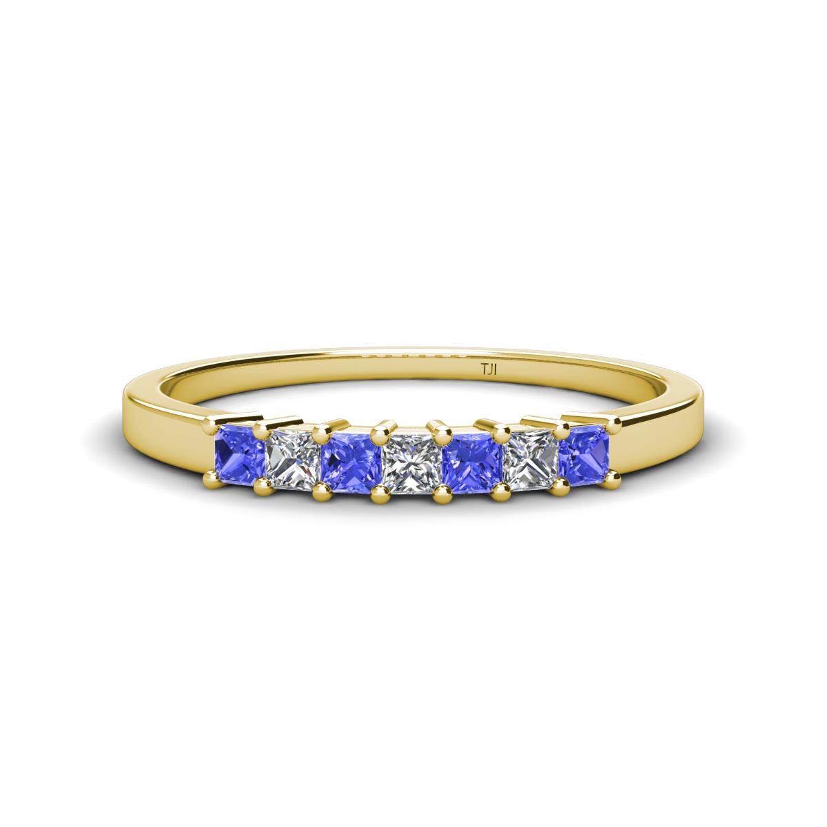 Erica 2.50 mm Princess Cut Tanzanite and Diamond 7 Stone Wedding Band 