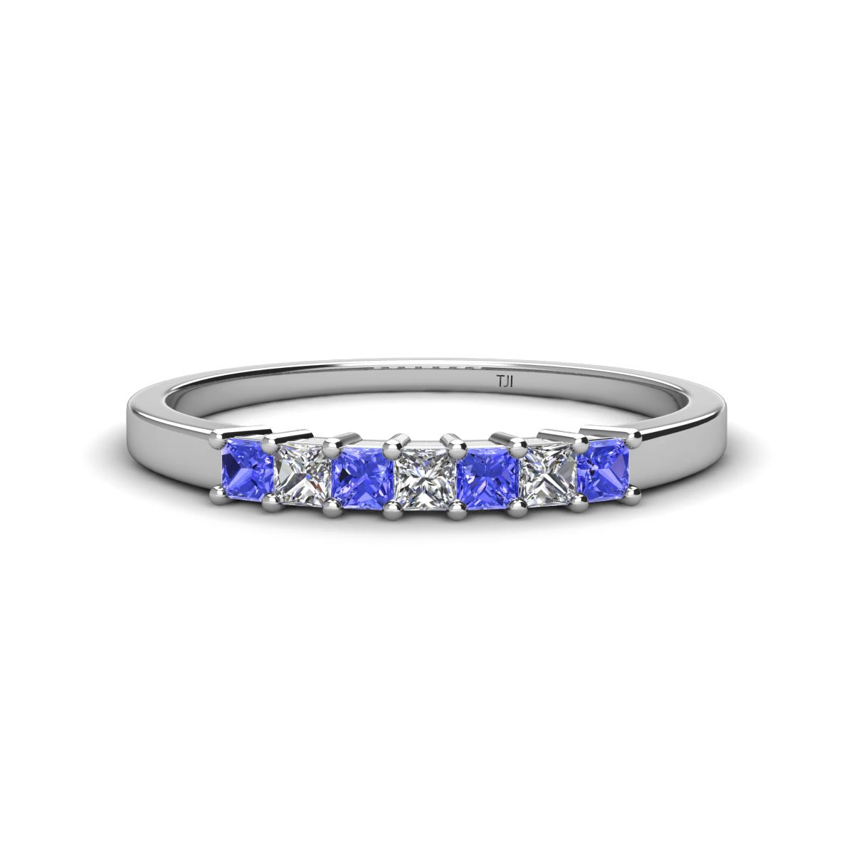 Erica 2.50 mm Princess Cut Tanzanite and Diamond 7 Stone Wedding Band 