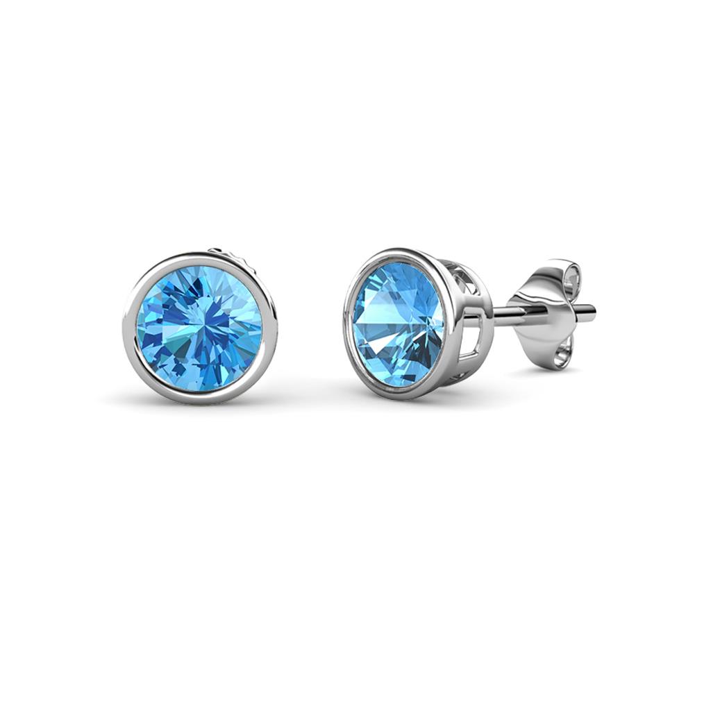 Carys Blue Topaz (4mm) Solitaire Stud Earrings 