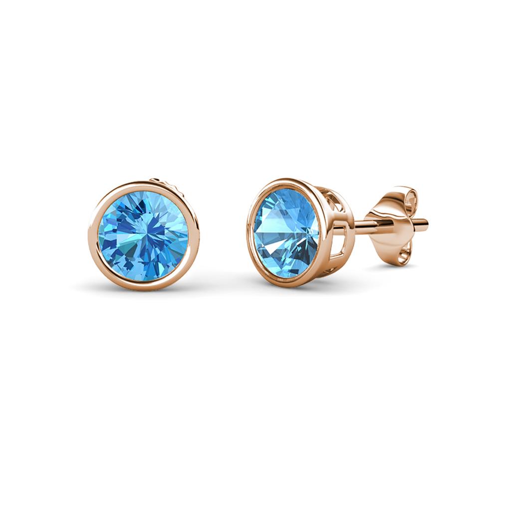Carys Blue Topaz (4mm) Solitaire Stud Earrings 