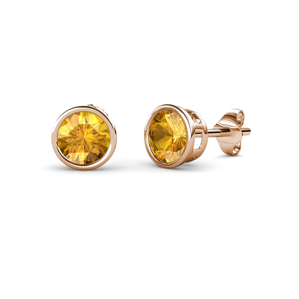 Carys Citrine (4mm) Solitaire Stud Earrings 