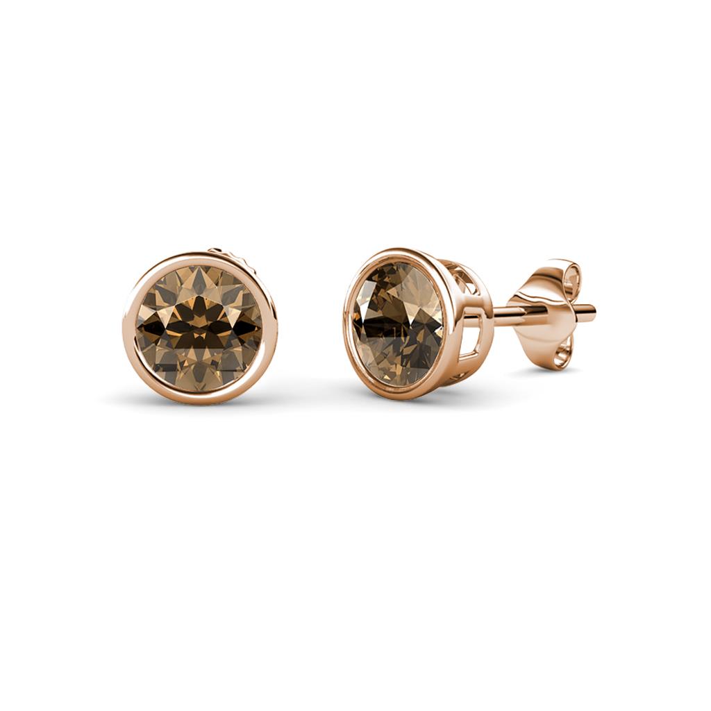 Carys Smoky Quartz (4mm) Solitaire Stud Earrings 