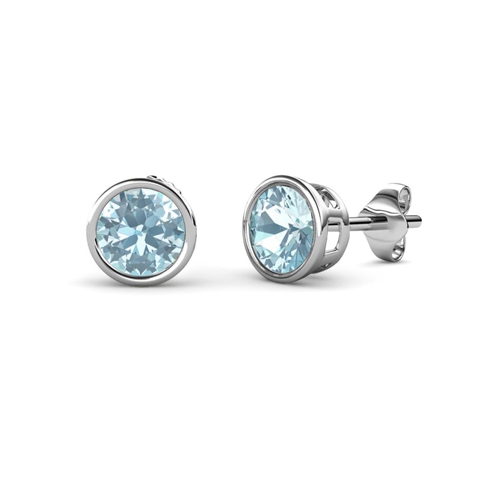 Carys Aquamarine (4mm) Solitaire Stud Earrings 