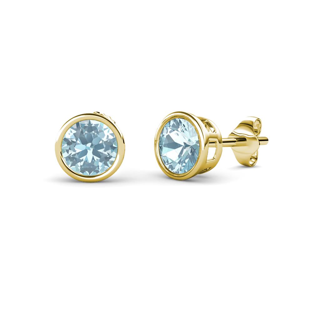 Carys Aquamarine (4mm) Solitaire Stud Earrings 