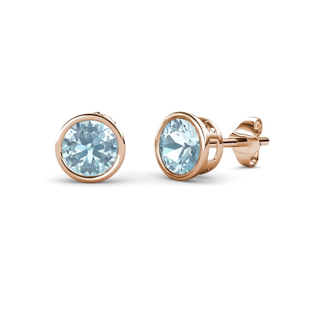 Carys Aquamarine (4mm) Solitaire Stud Earrings 