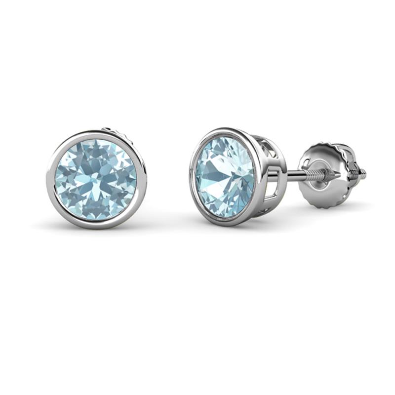Carys Aquamarine (6.5mm) Solitaire Stud Earrings 
