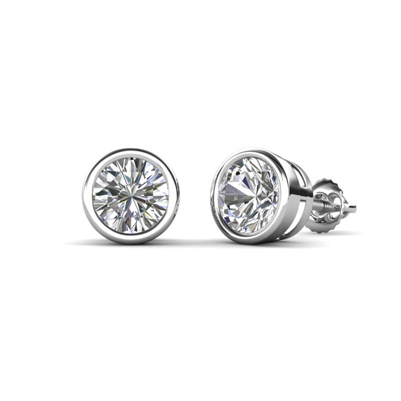 Carys Natural Round Diamond Bezel Set Solitaire Stud Earrings 