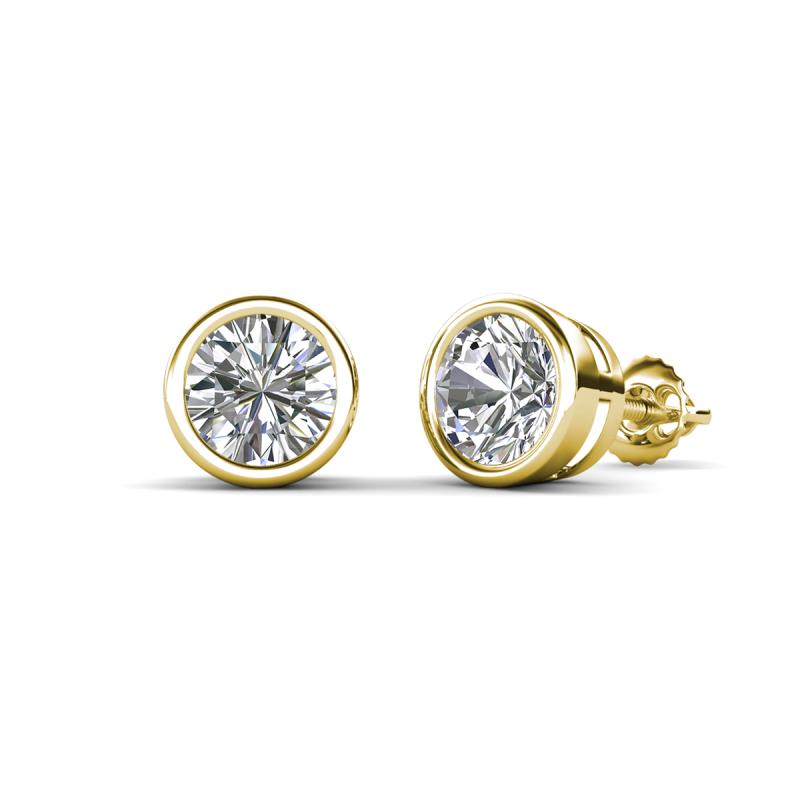 Carys Natural Round Diamond Bezel Set Solitaire Stud Earrings 