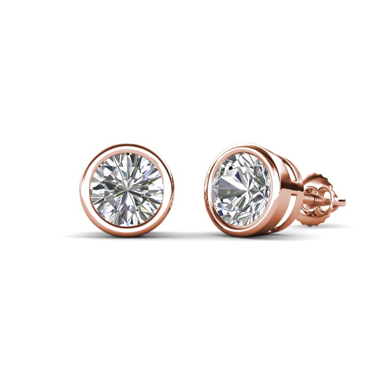 Carys Natural Round Diamond Bezel Set Solitaire Stud Earrings 