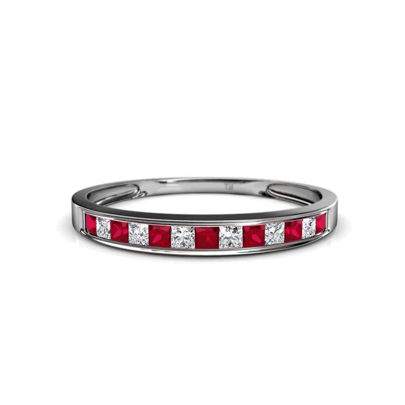 Aqilia 2.00 mm Ruby and Lab Grown Diamond Wedding Band 