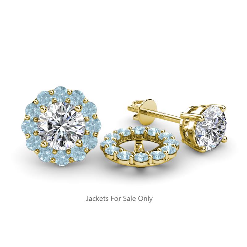 Serena 0.53 ctw (2.00 mm) Round Aquamarine Jackets Earrings 