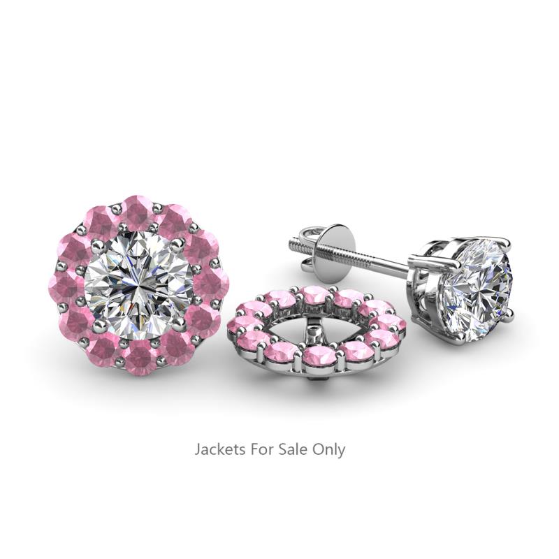 Serena ctw Round Pink Tourmaline Jackets Earrings Round Pink Tourmaline ctw Halo Jackets for Stud Earrings in K White Gold