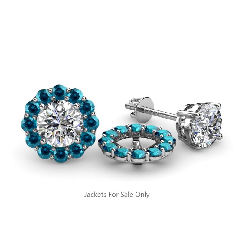 Serena 0.72 ctw (2.00 mm) Round Blue Diamond Jackets Earrings 