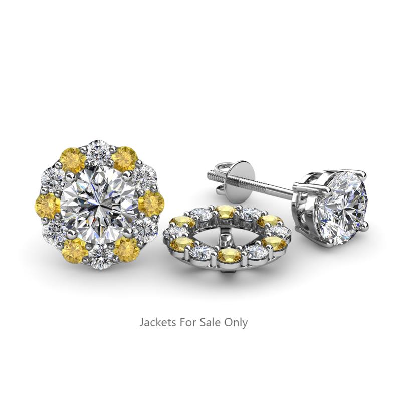 Serena 2.00 mm Round Citrine and Diamond Jacket Earrings 