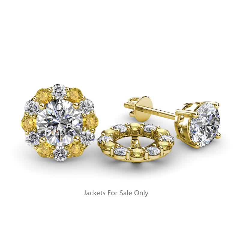 Serena 2.00 mm Round Citrine and Diamond Jacket Earrings 