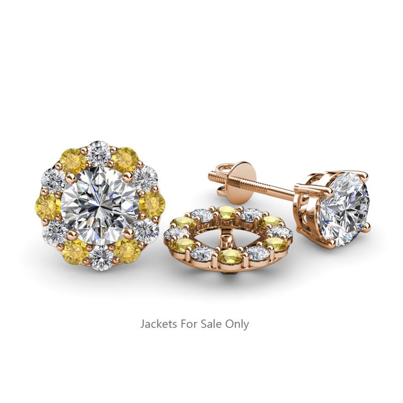 Serena 2.00 mm Round Citrine and Diamond Jacket Earrings 