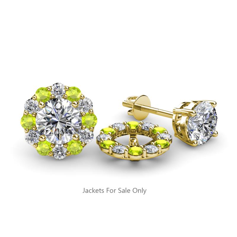 Serena 2.00 mm Round Peridot and Diamond Jacket Earrings 