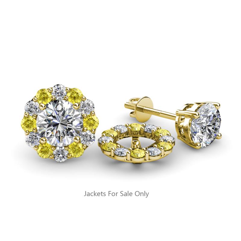 Serena 2.00 mm Round Yellow Sapphire and Diamond Jacket Earrings 
