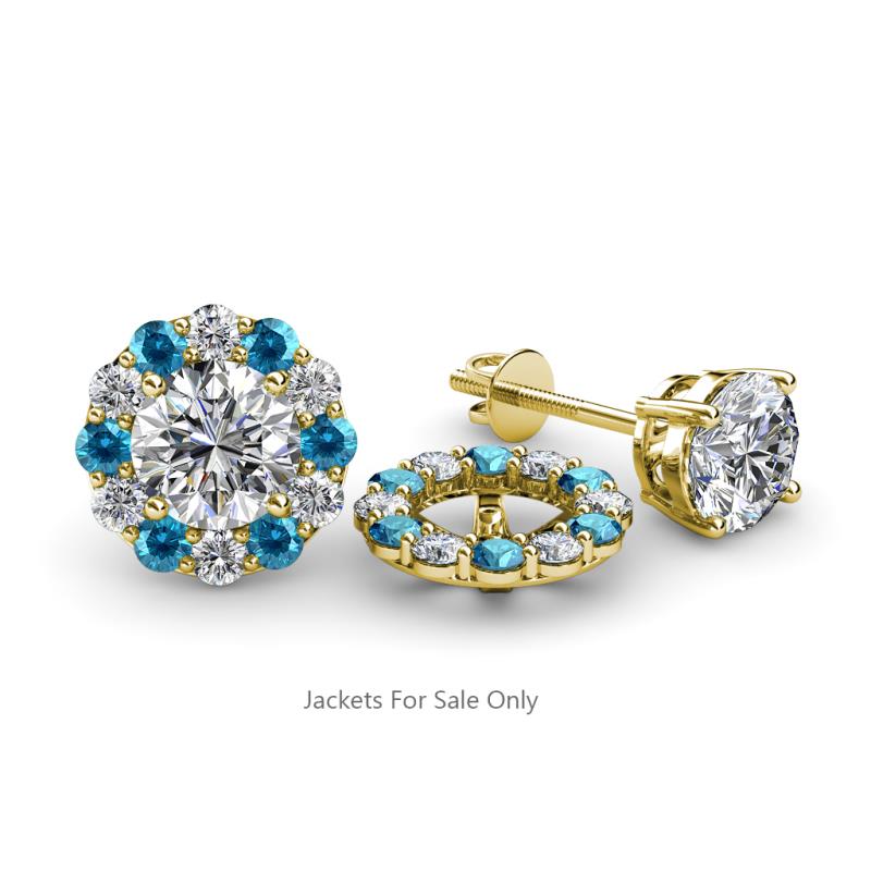 Serena 2.00 mm Round London Blue Topaz and Diamond Jacket Earrings 