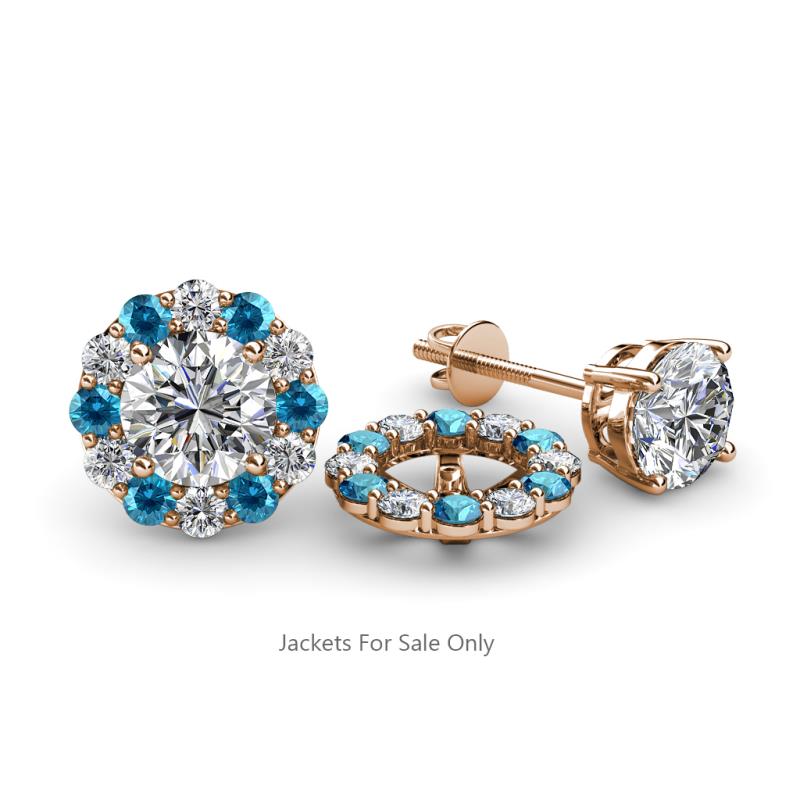 Serena 2.00 mm Round London Blue Topaz and Diamond Jacket Earrings 
