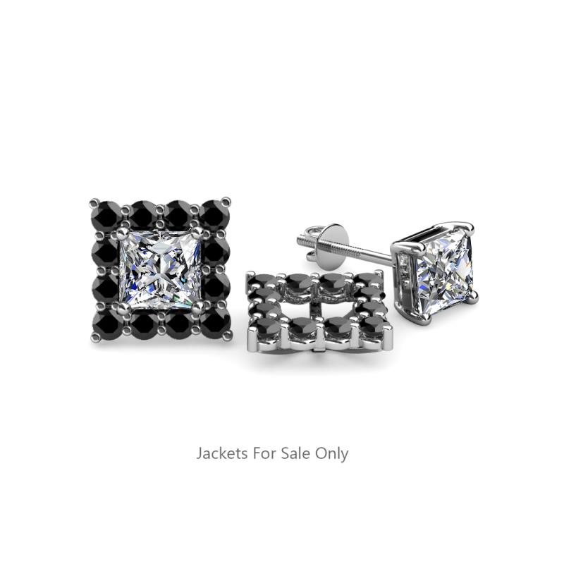 Serena Black Diamond Jacket Earrings Black Diamond Womens Halo Jacket for Princess Cut Stud Earrings ctw K White Gold