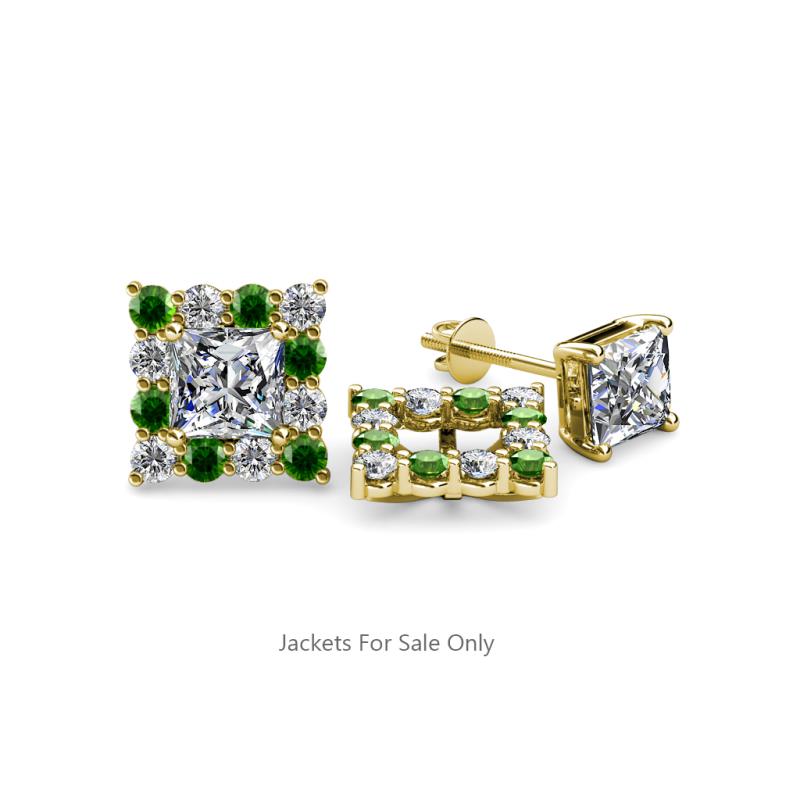 Serena Green Garnet and Diamond Jacket Earrings 
