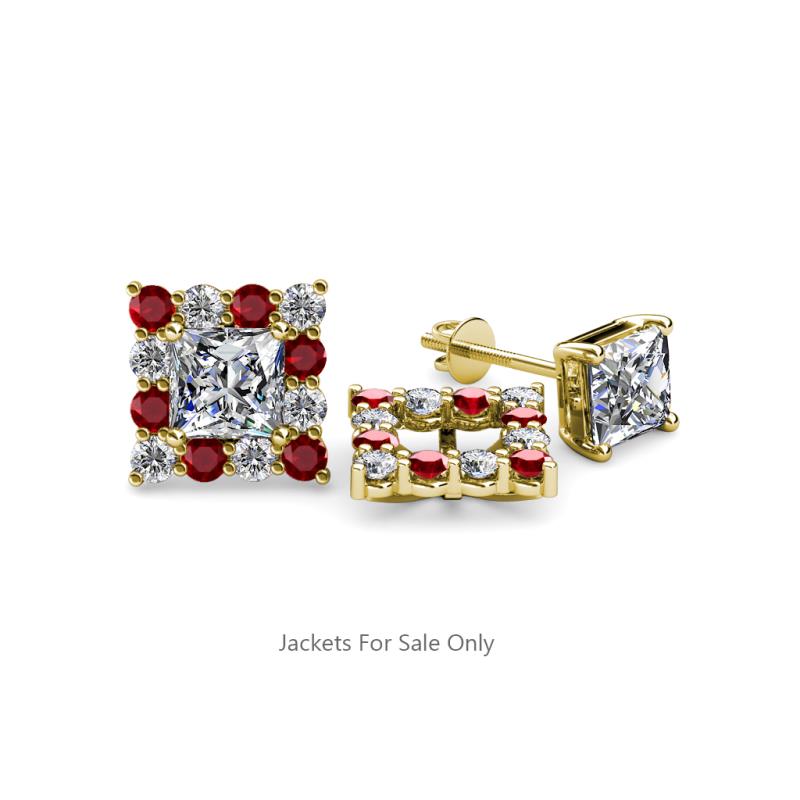 Serena Red Garnet and Diamond Jacket Earrings 