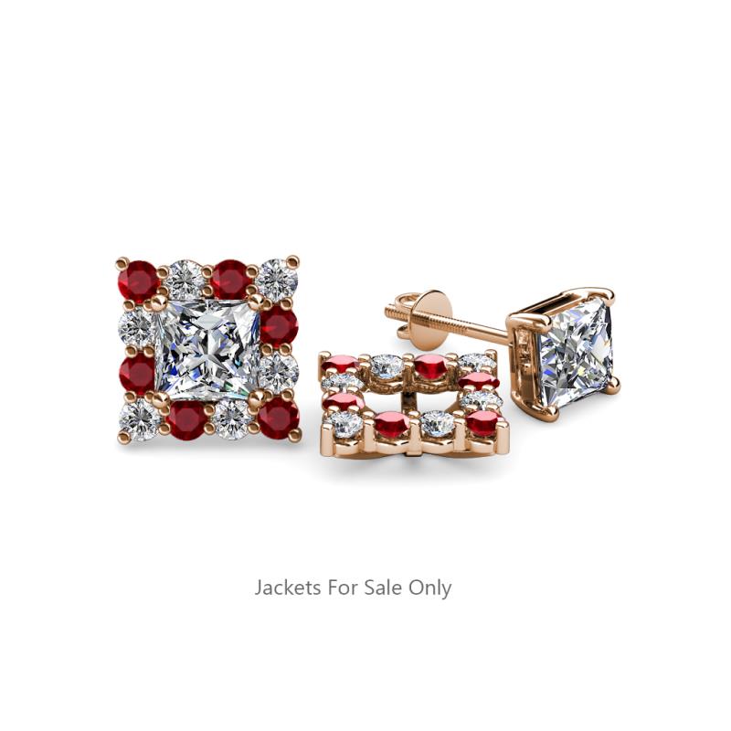 Serena Red Garnet and Diamond Jacket Earrings 