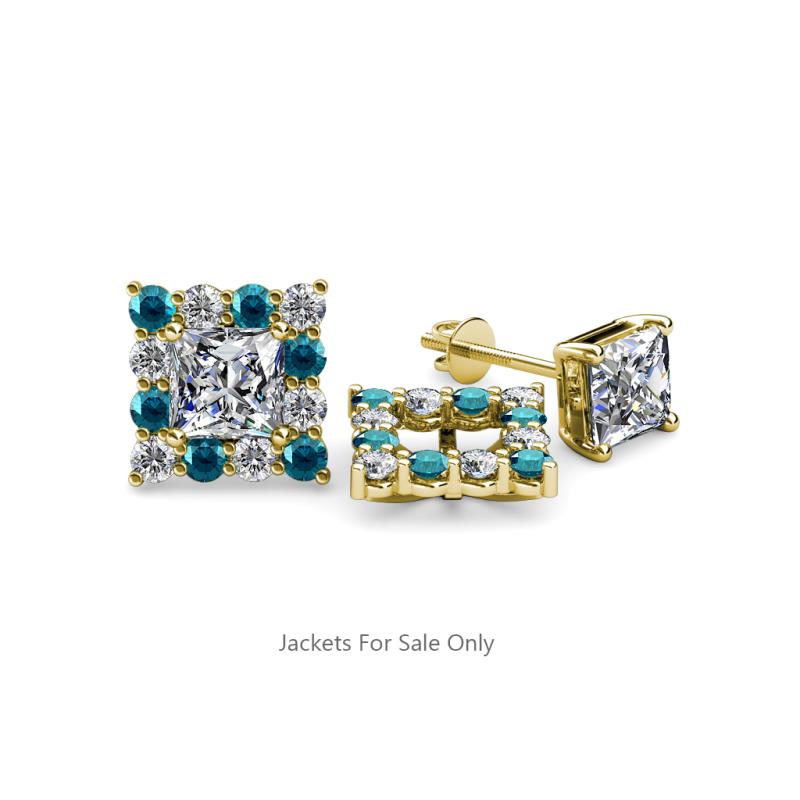 Serena Blue and White Diamond Jacket Earrings 