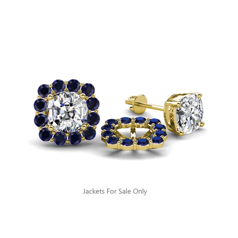Ambre Blue Sapphire Jacket Earrings 