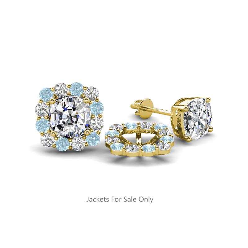 Ambre Aquamarine and Diamond Jacket Earrings 