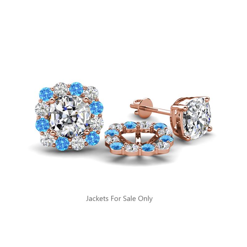 Ambre Blue Topaz and Diamond Jacket Earrings 