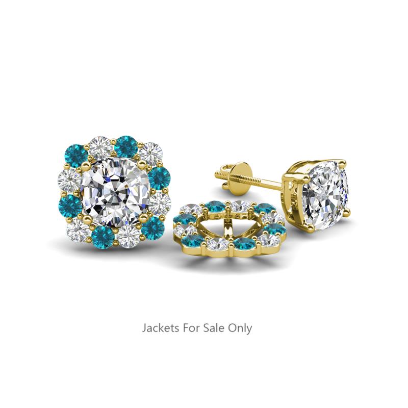 Ambre Blue and White Diamond Jacket Earrings 