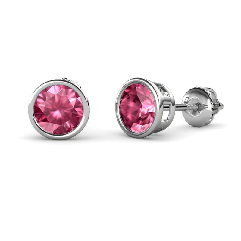 Carys Pink Tourmaline (6.5mm) Solitaire Stud Earrings 